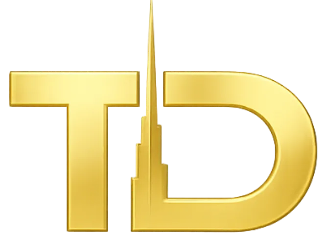 TrainersDubai logo with a gold Dubai skyline mark
